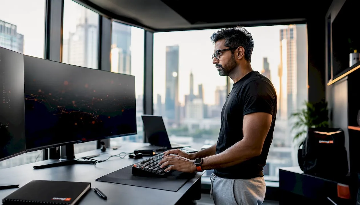 Engineer monitoring server logs and infrastructure