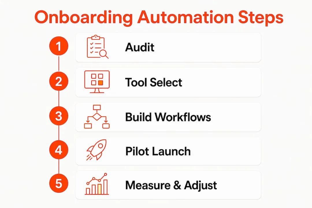 Infographic showing onboarding automation process steps